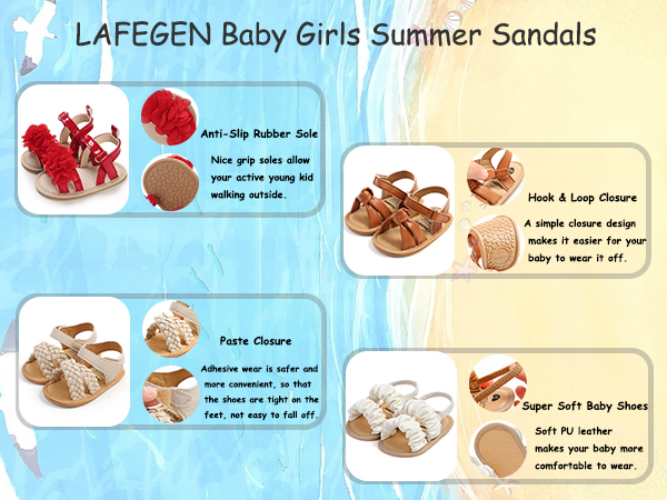 LAFEGEN Infant Baby Girls Summer Sandals