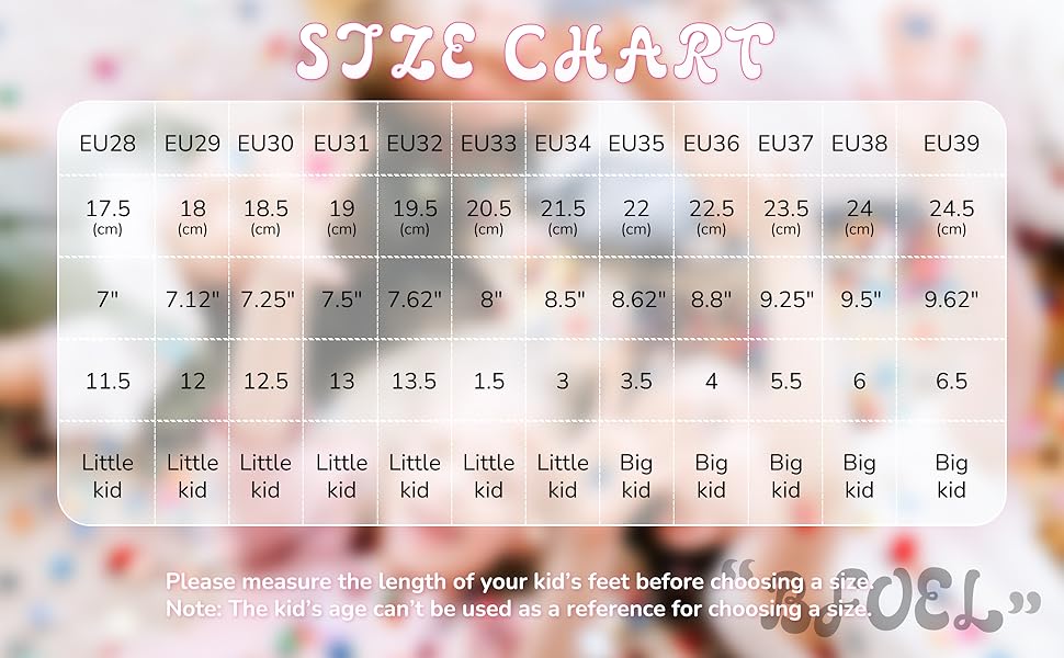 led roller skates size chart