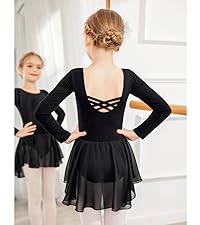 long sleeve criss cross back ballet leotards for girls