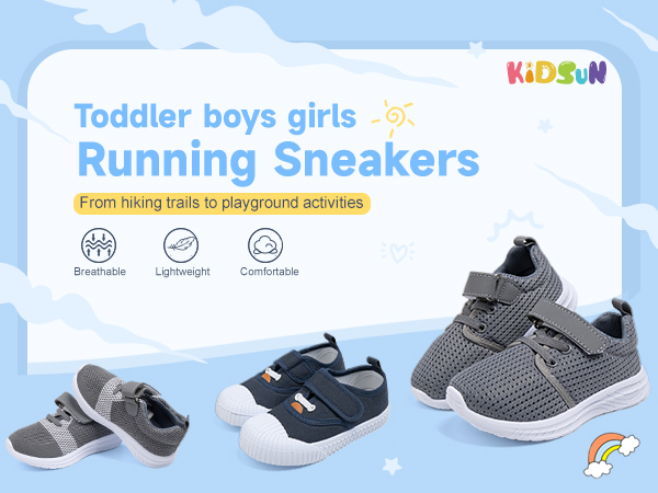 Toddler boys girls comfortable running sneakers from hiking trails to playground activities