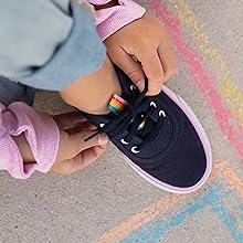 Girl tying shoelaces