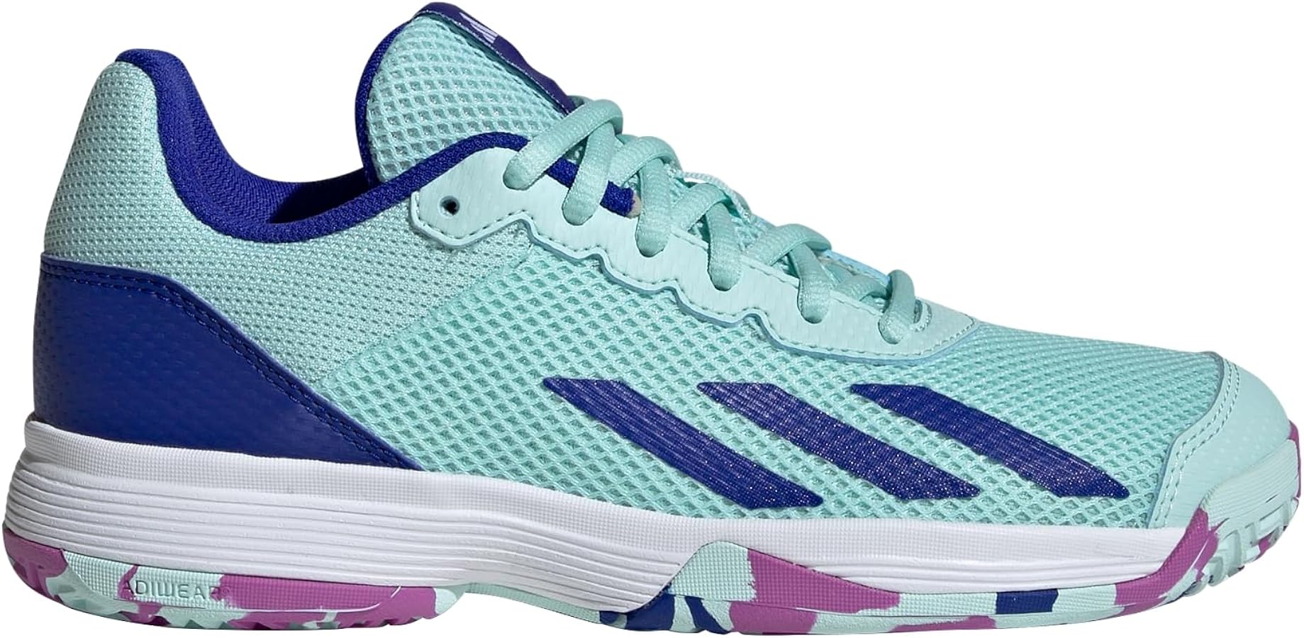 adidas Court Sneaker, Semi Flash Aqua/Lucid Blue/Purple Burst, 4 US Unisex Big Kid