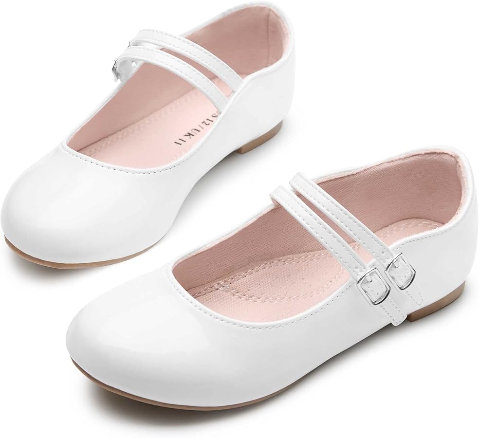 shoeslocker Girls Shoes Mary Jane Flat Shoes for Girls Ballerina Flats Slip On Dress Shoes for Party Wedding School