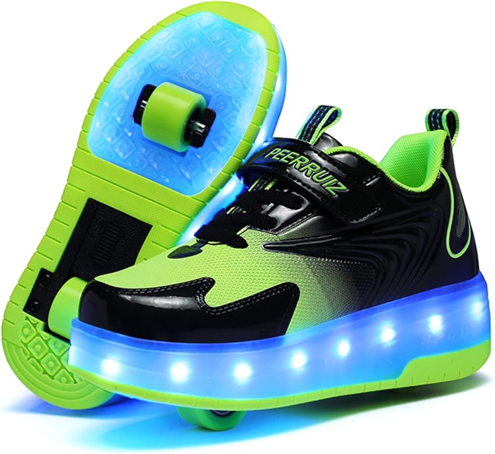 Ehauuo Unisex Roller Shoes Kids Sparkling Wheels Shoes Girls Light up Roller Skates Sneakers Boys Rechargeable Flashing Sneakers for Gift