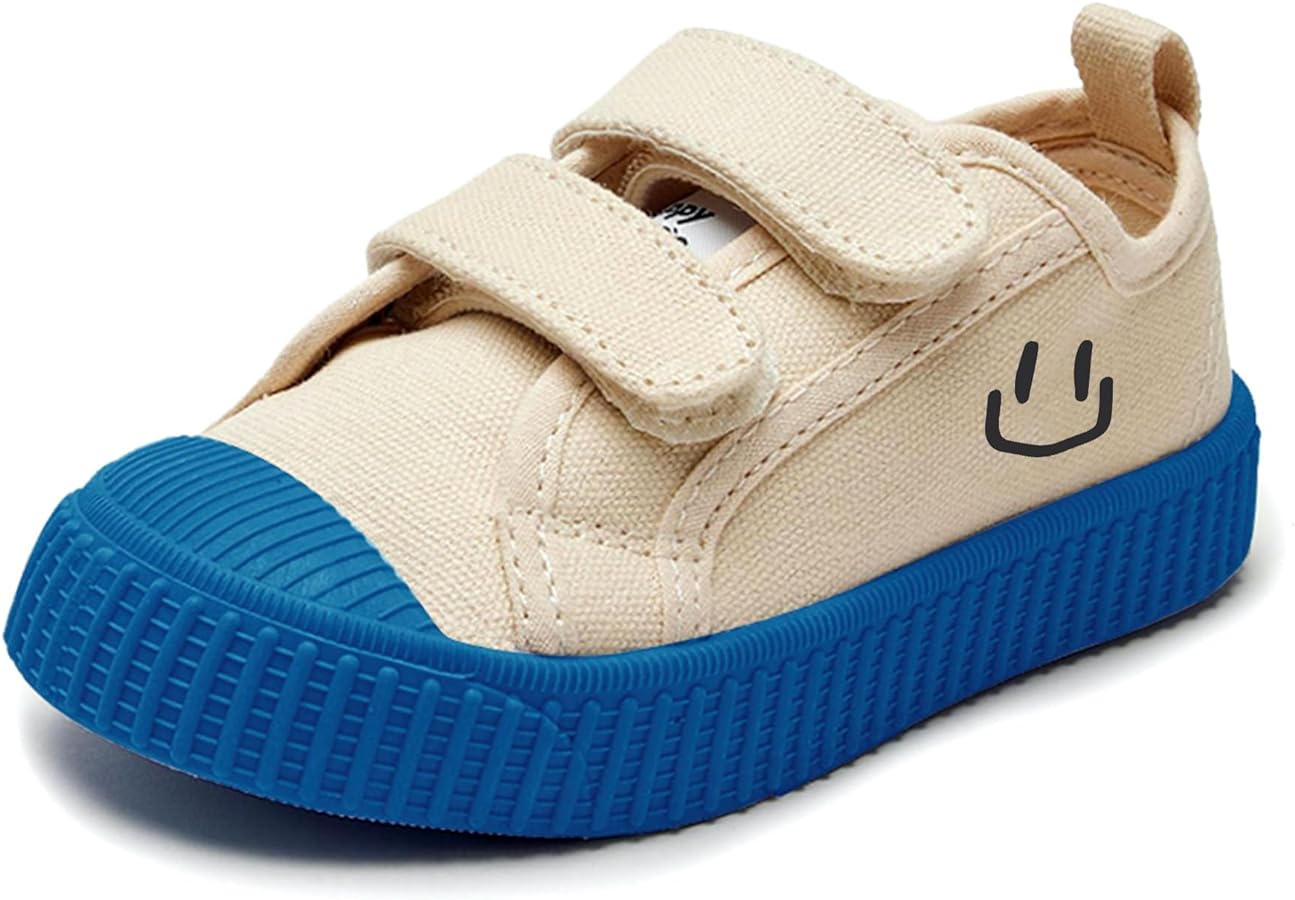 Toddler Shoes for Boys & Girls, Canvas Velcro Sneakers with Candy-Colored Sole Size 6-14