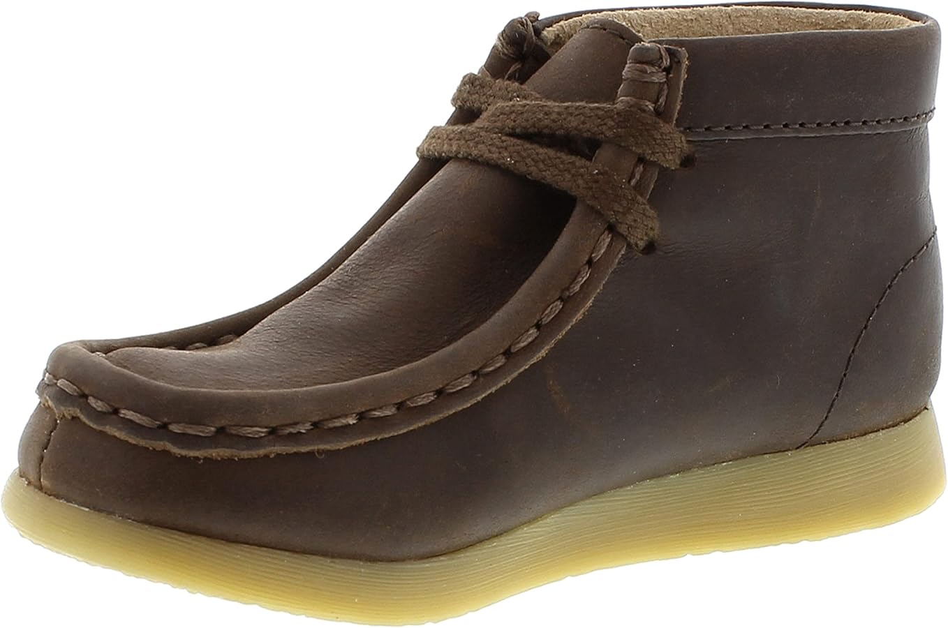 FOOTMATES Wally Lace-Up Wallabee Leather Moccasin Chukka Kids Hiking Boots with Wide Toe Box and Custom-Fit Insoles, Non-Marking Outsoles - For Toddlers and Little Kids, Ages 1-8