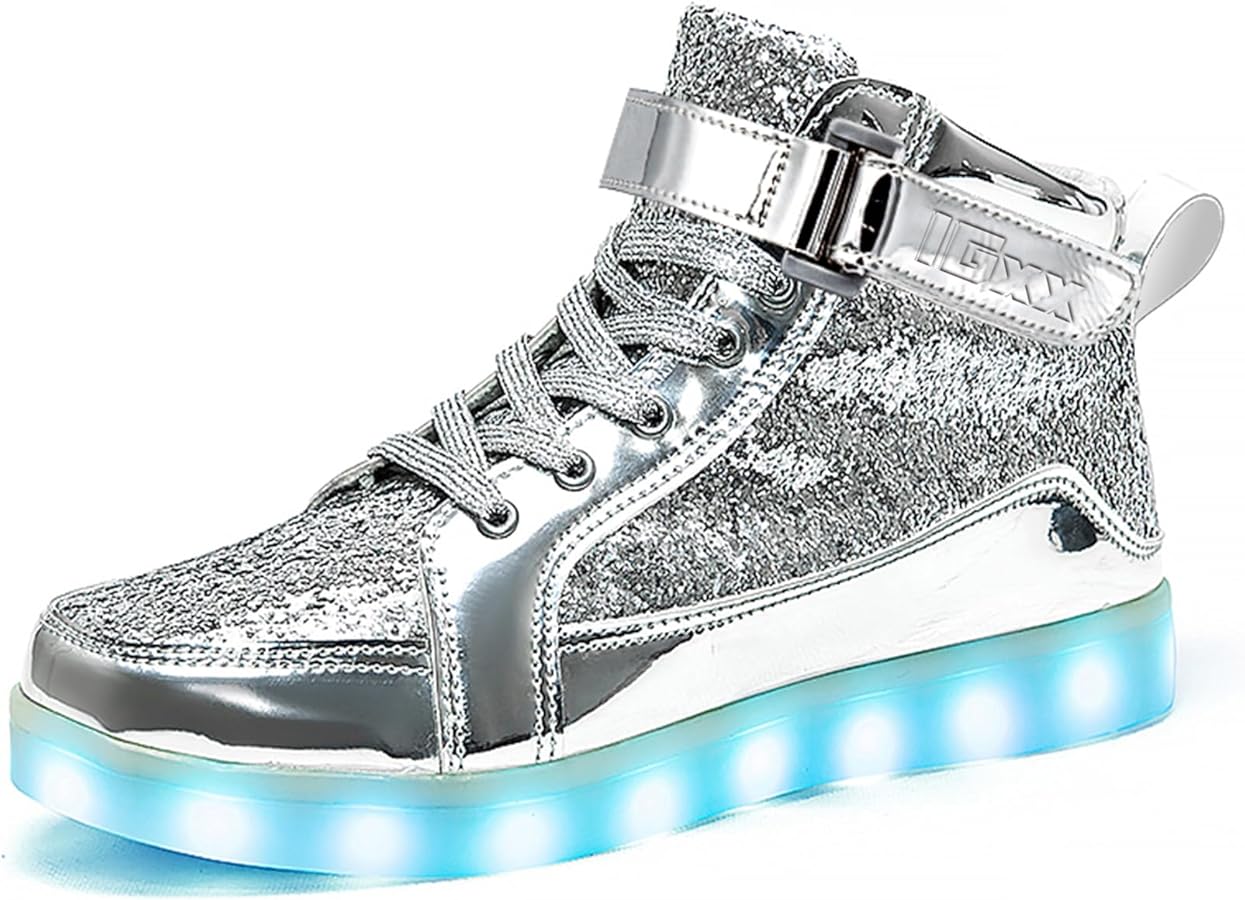 IGxx LED Shoes for Kids Light Up Shoes Boys Girls Fashion High Top LED Lights Sneakers Kids Glowing