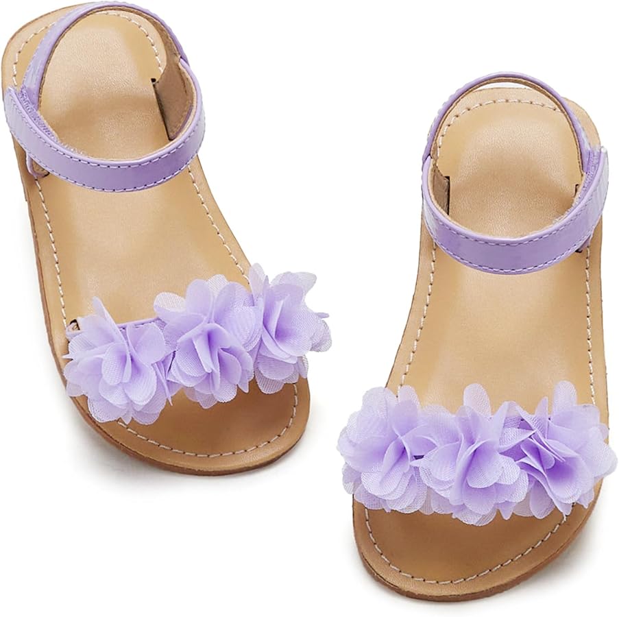 Otter MOMO Girls Sandals Open Toe Princess Flat Sandals with Ruffle Summer Sandals