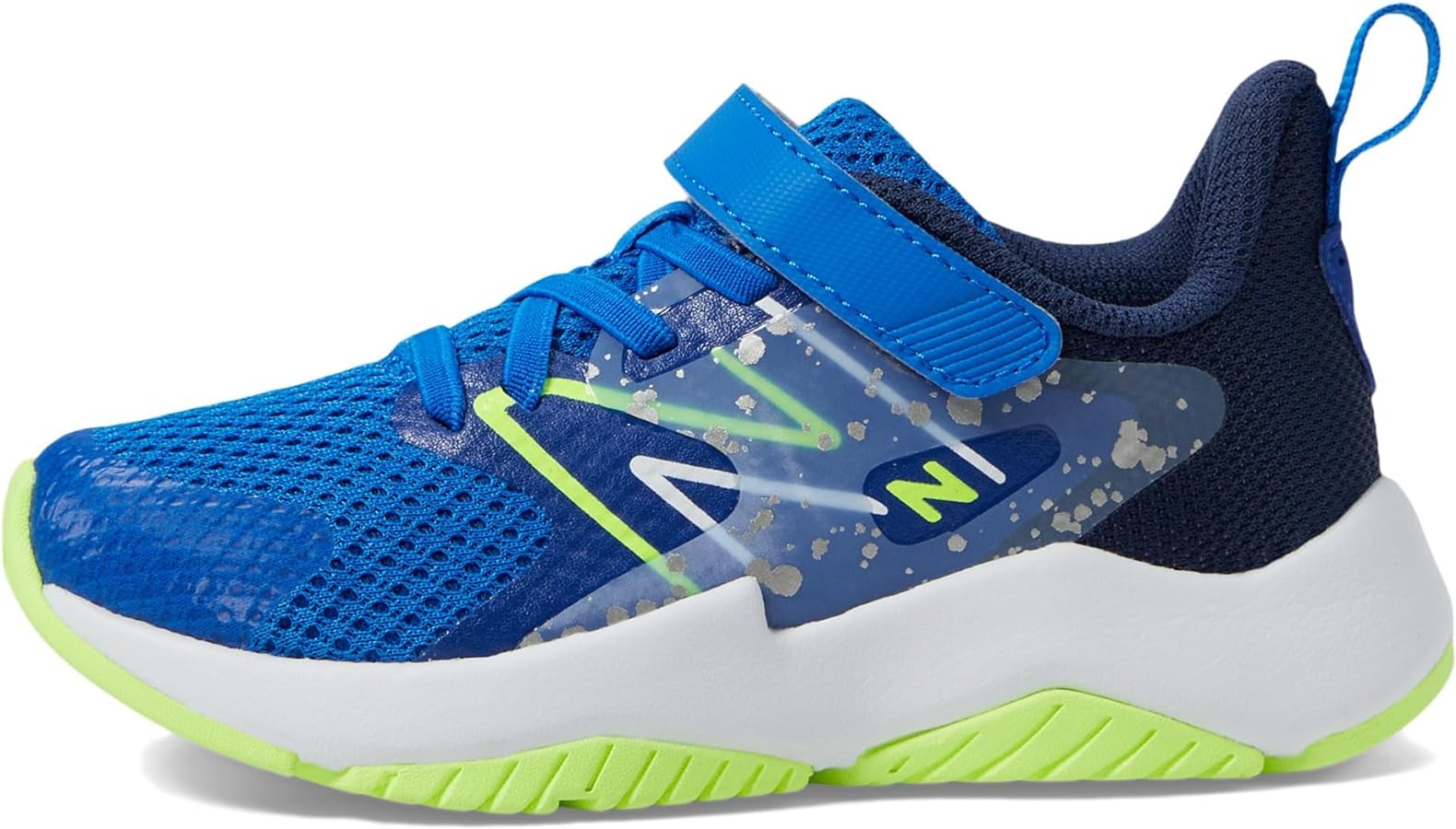 New Balance Rave Run V2 Bungee Lace with Top Strap Shoe, Team Royal/Blue Oasis/Bleached Lime Glo, 5 US Unisex big kid