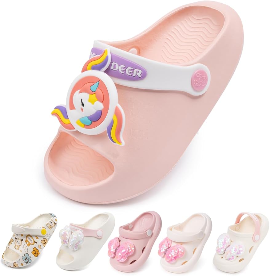 CENCIRILY Baby Girls Boys Cartoon Slides Sandals Lightweight Open Toe Non-Slip Slippers Toddler Garden Clogs Kids Outdoor Beach Pool Shower Summer Cute Mules Water Shoes