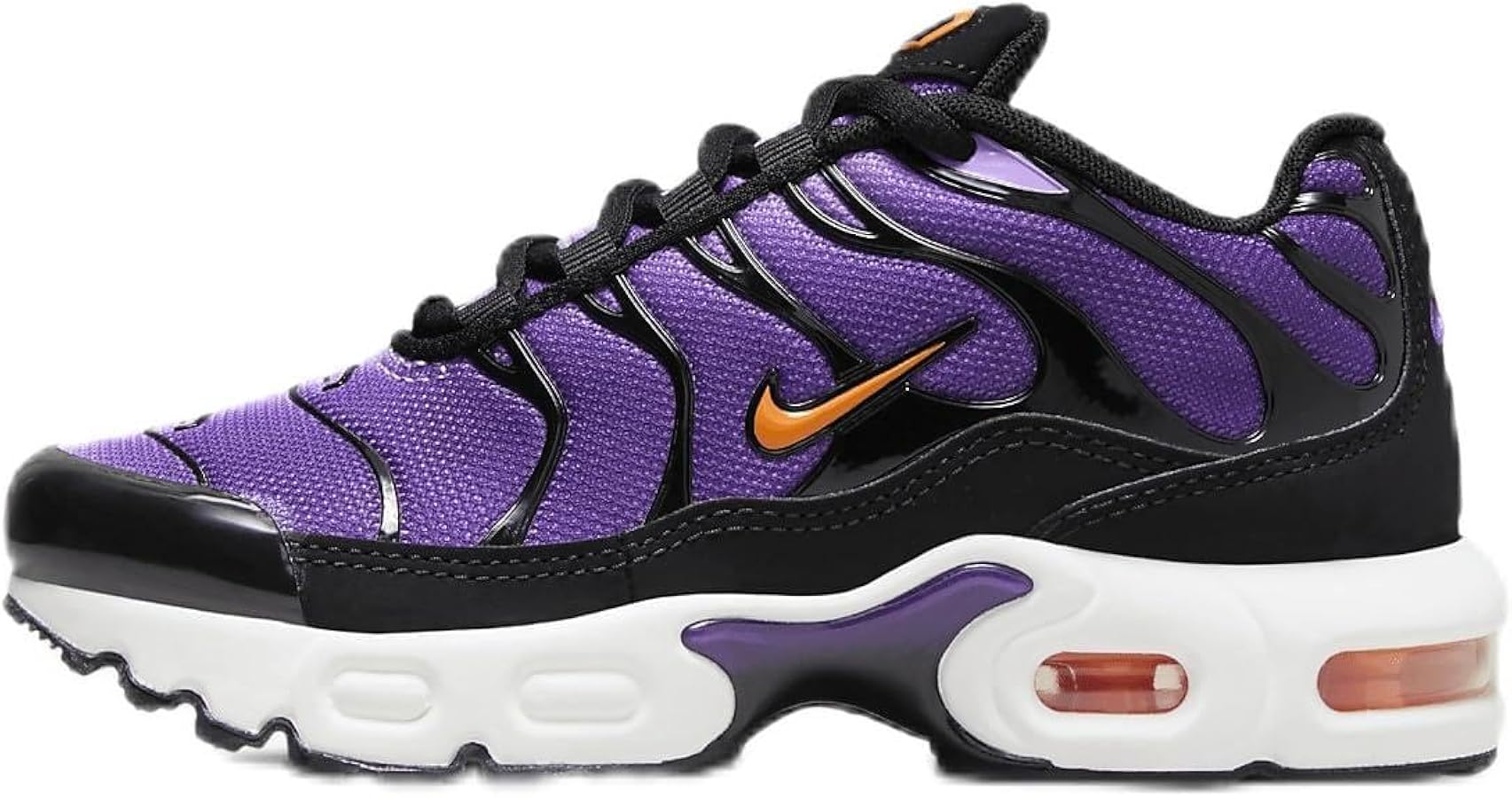 Nike Air Max Plus Little Kids' Shoes (CD0610-024, Black/Voltage Purple/Purple Agate/Total Orange) Size 11