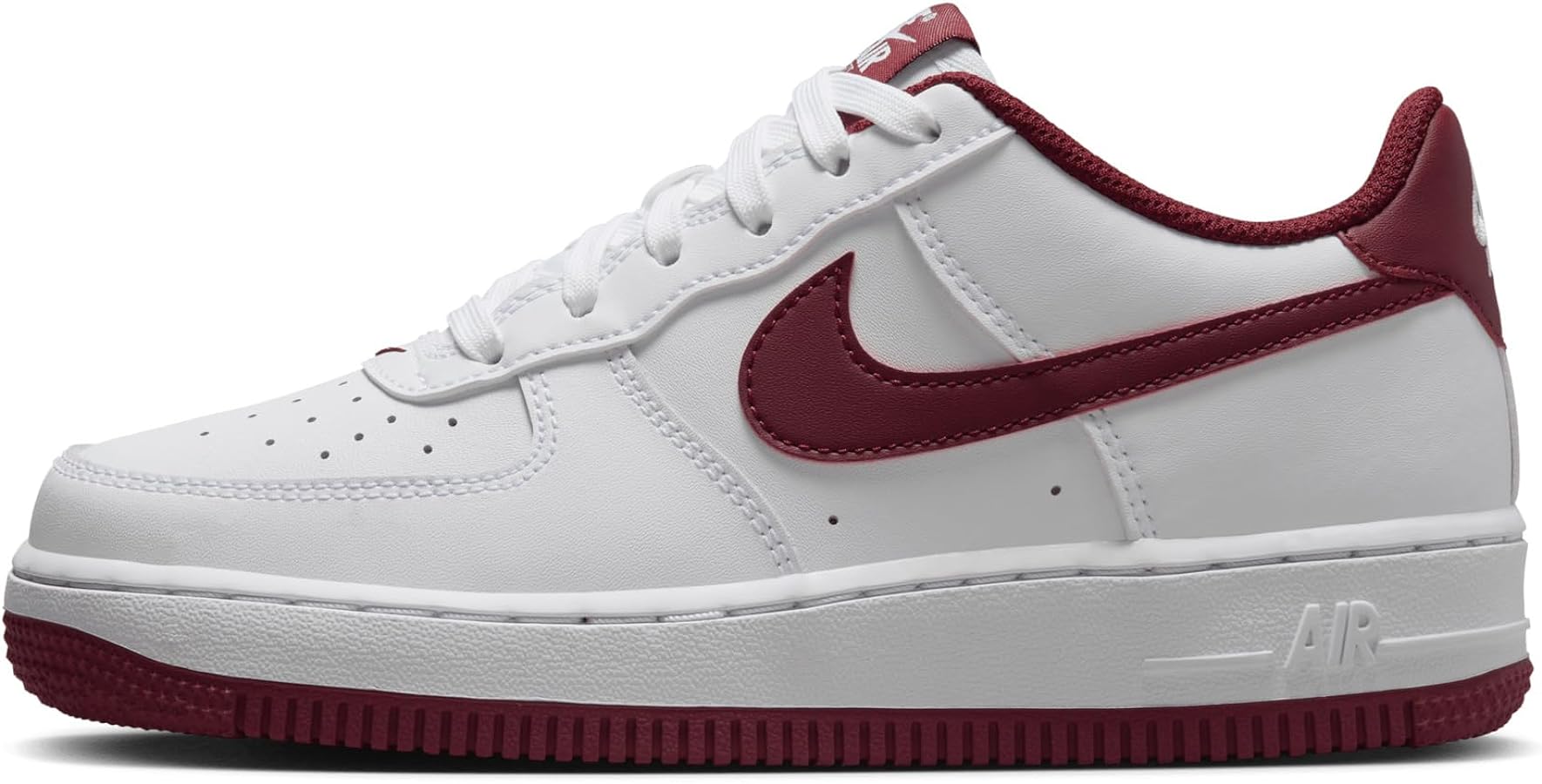 Nike Air Force 1 Big Kids' Shoes (FV5948-105, White/Team Red) Size 7