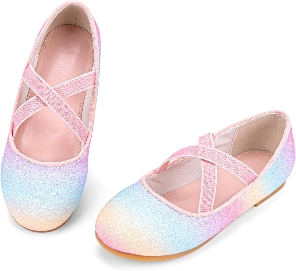 Girls Glitter Princess Ballet Flats Mary Jane Shoes Dress Shoes for Girl Back to School Princess Wedding Shoes (Little Kid/Big Kids)