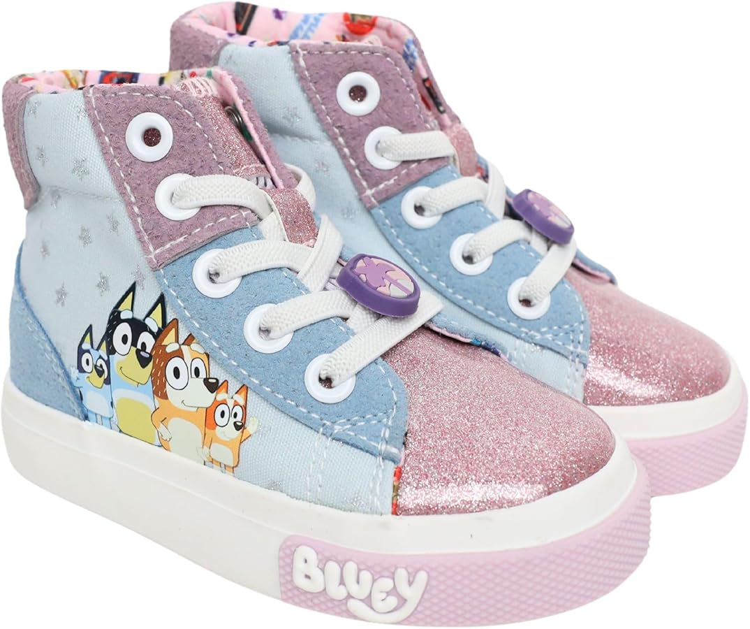 Ground Up Bluey - Pink Toddler Kids Girls High Top Sneakers Shoes Sizes 5-10