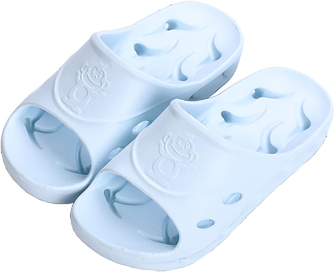 Shower Sandal Boys & Girls Slide Sandals Kids Water Shoes Beach/Pool Side Leak Slippers with Drain Holes Non-Slip Bathroom Slippers Soft Sole Open Toe House Slippers EVA Platform