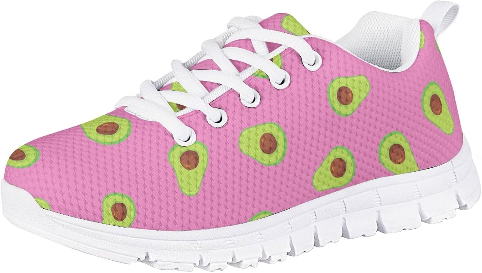 Girls Cute Tennis Shoes Kids Breathable Mesh Running Sneakers Casual Print Lace Up Soft Walking Shoes