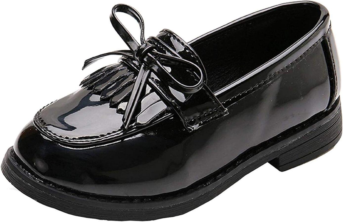 Girls Patent Leather Slip-On Penny Loafers Oxford Flats School Uniform Dress Shoes