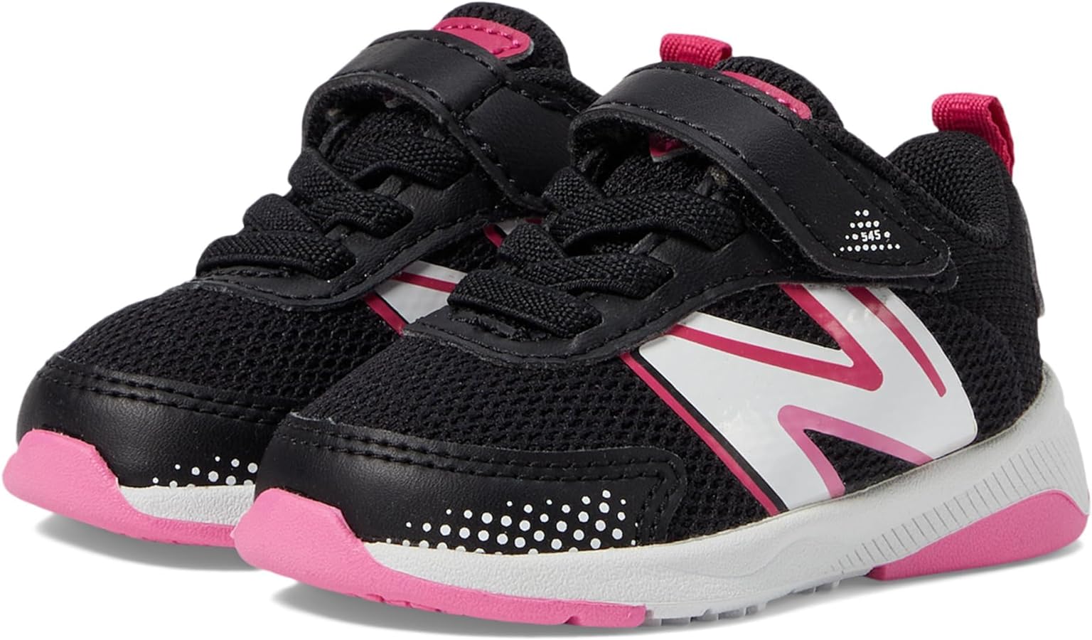 New Balance Kids Dynasoft 545 V1 Bungee Lace with Top Strap Running Shoe, Black/Carnival Pink, 7.5 US Unisex Toddler