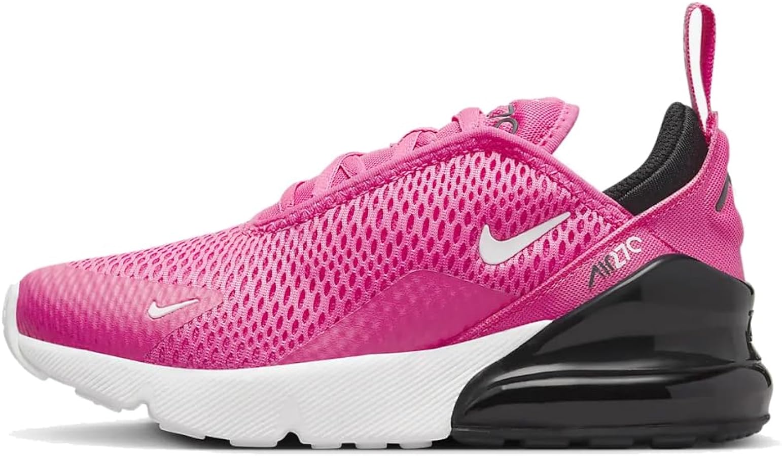 Nike Air Max 270 Little Kids' Shoe (AO2372-602, Laser Fuchsia/Summit White-Black-White) Size 1