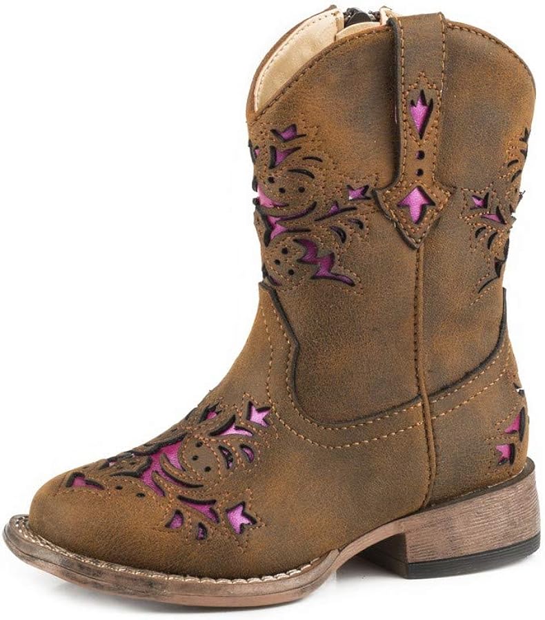 ROPER Toddler Girls Lola Inlay Square Toe Casual Boots Mid Calf - Brown