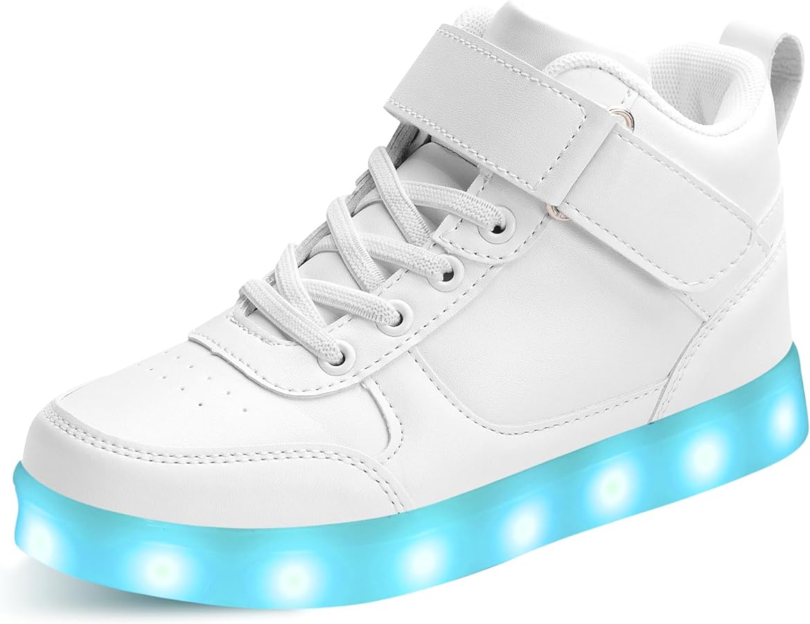 Kids Light Up Shoes LED Sneakers High Top USB Charging Flashing Trainers for Child Girls Boys