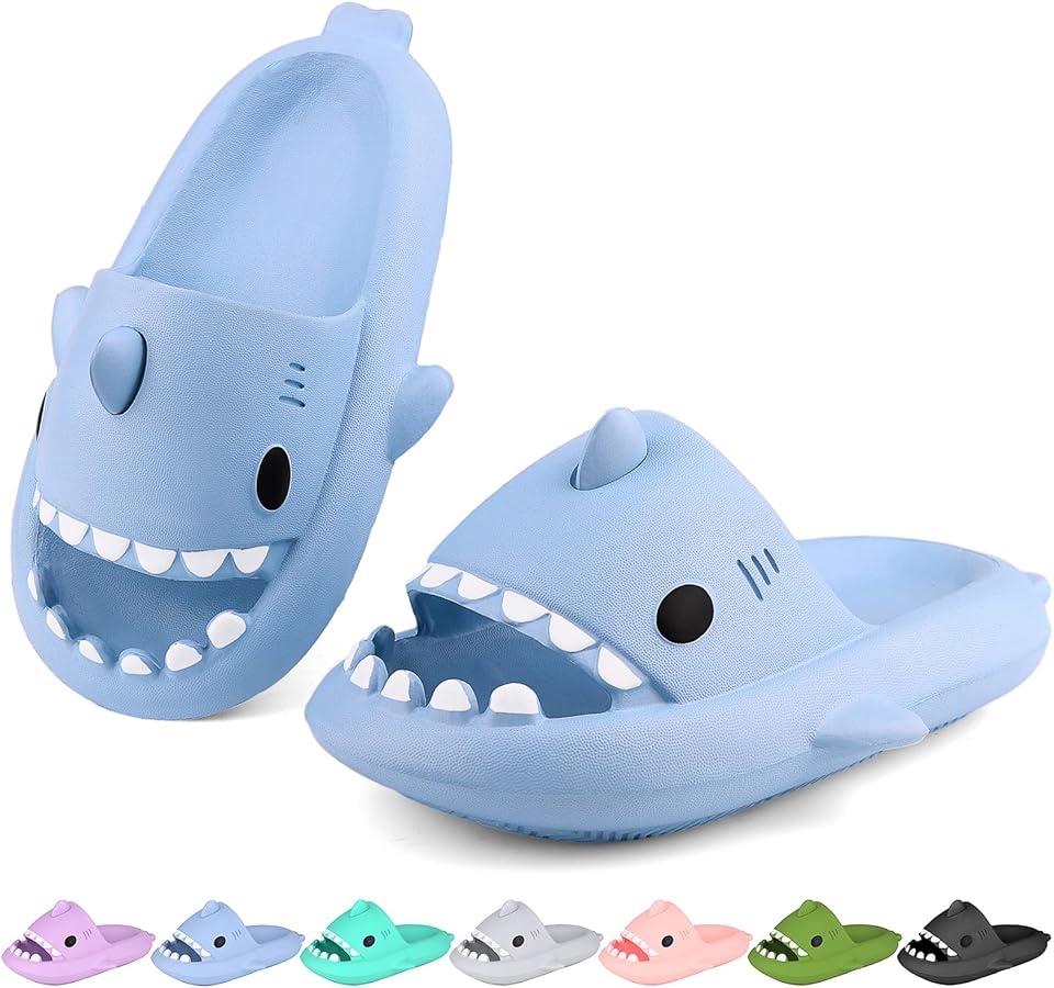 Kids Shark Cloud Slides | Boys Girls Slip On Sandals | Toddler Beach Slippers | Youth Fish Flip Flops Pool Shower Shoes