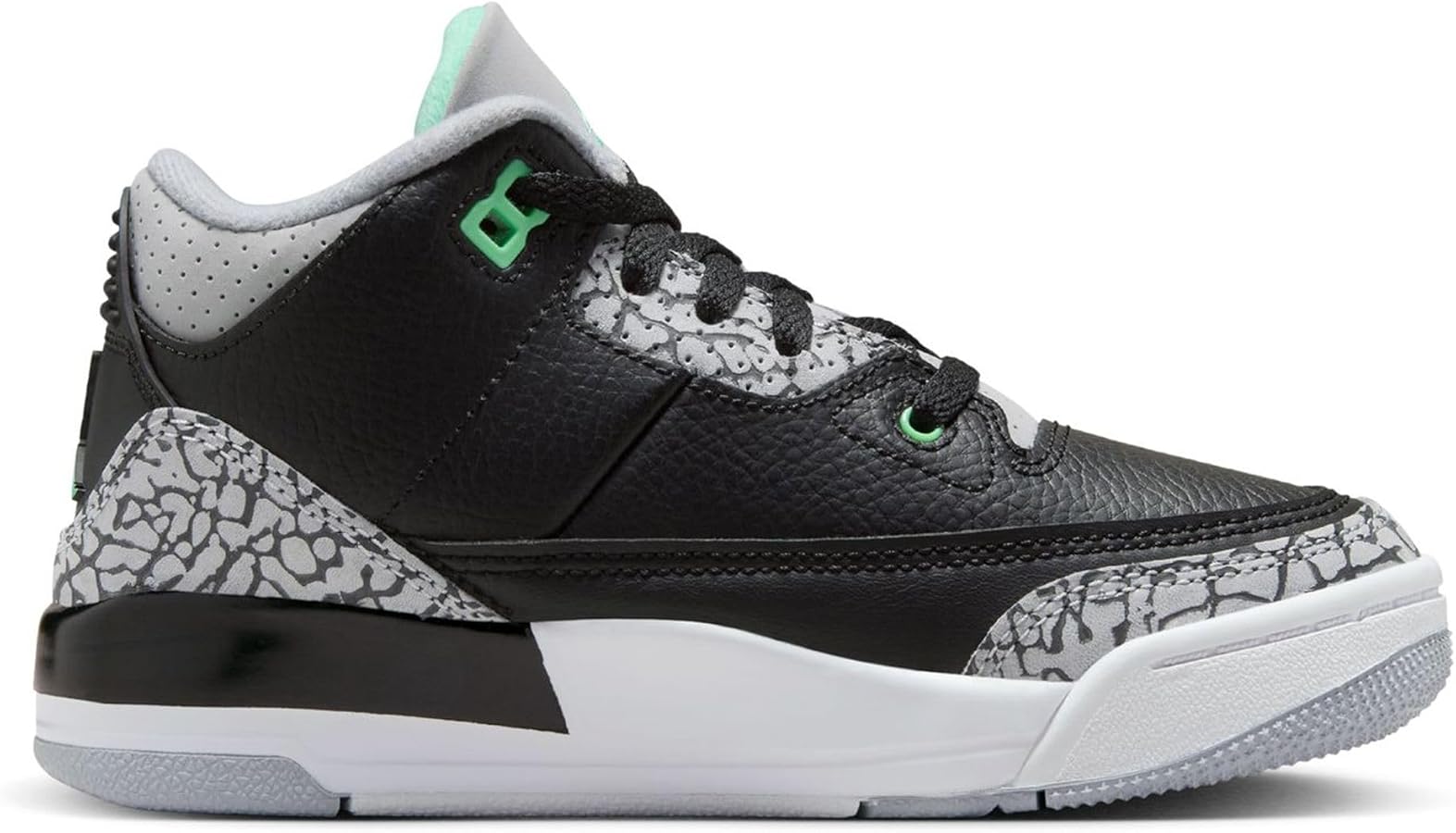 Jordan Little Kid's 3 Retro Black/Green Glow-Wolf Grey (DM0966 031)