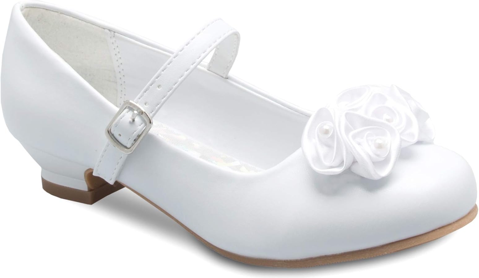 Mary Jane Shoes with Pretty Satin Rolled Rosettes Patent Leather