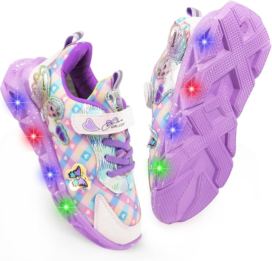 Cartoon LED Illuminated Sneakers for Outdoor Sports and Running with Breathable Design