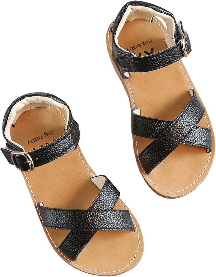 DADAWEN Girl's Summer Water Sandals Strappy Comfort Soft Flat Sandal (Toddler/Little Kid)