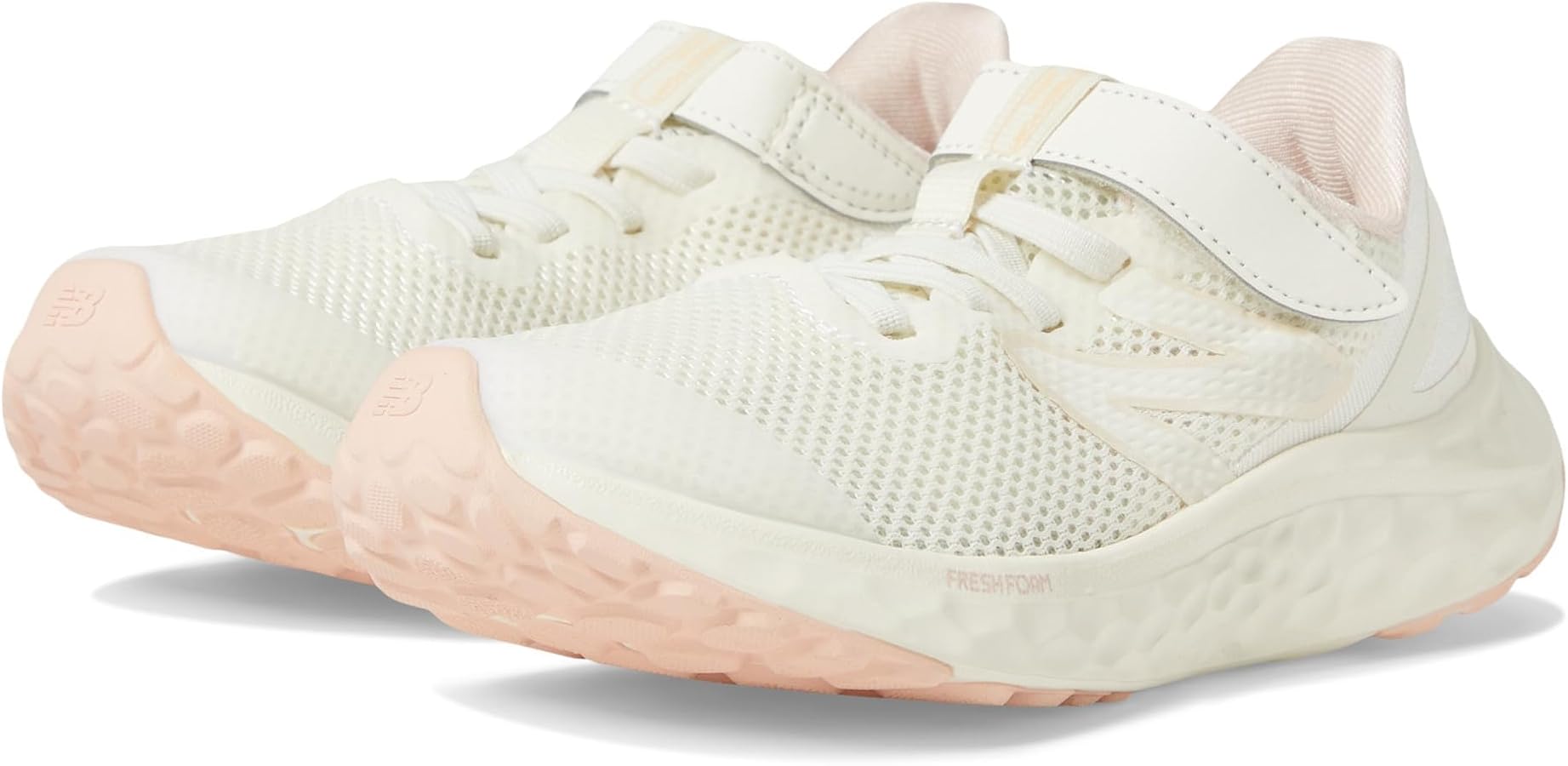 New Balance Girls Fresh Foam Arishi V4 Hook & Loop Running Shoe, Sea Salt/Quartz Pink, 11 Little Kid