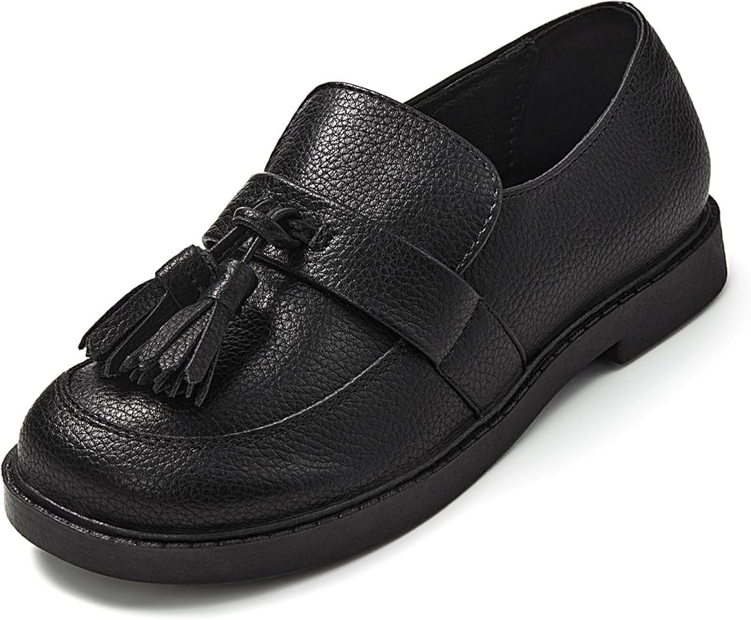 Coutgo Girls Loafers School Uniform Dress Shoes Tassel Slip On Walking Flats