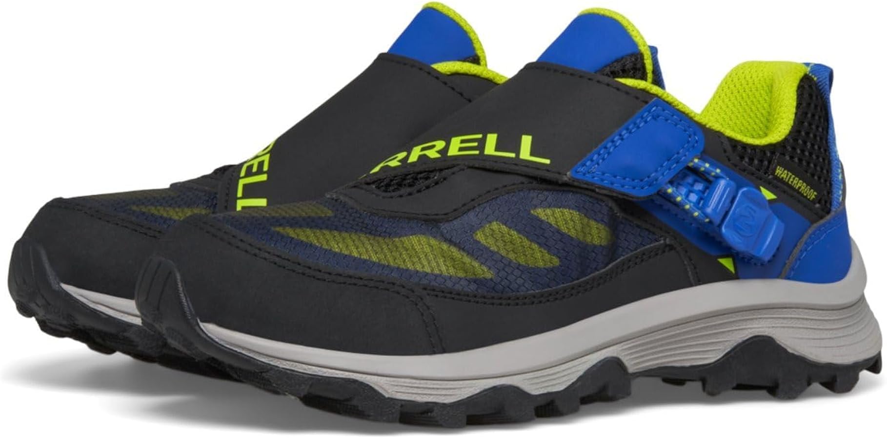 Merrell Moab Speed Low ZT Waterproof Hiking Shoe, Black/Blue/Lime, 12 US Unisex Big Kid