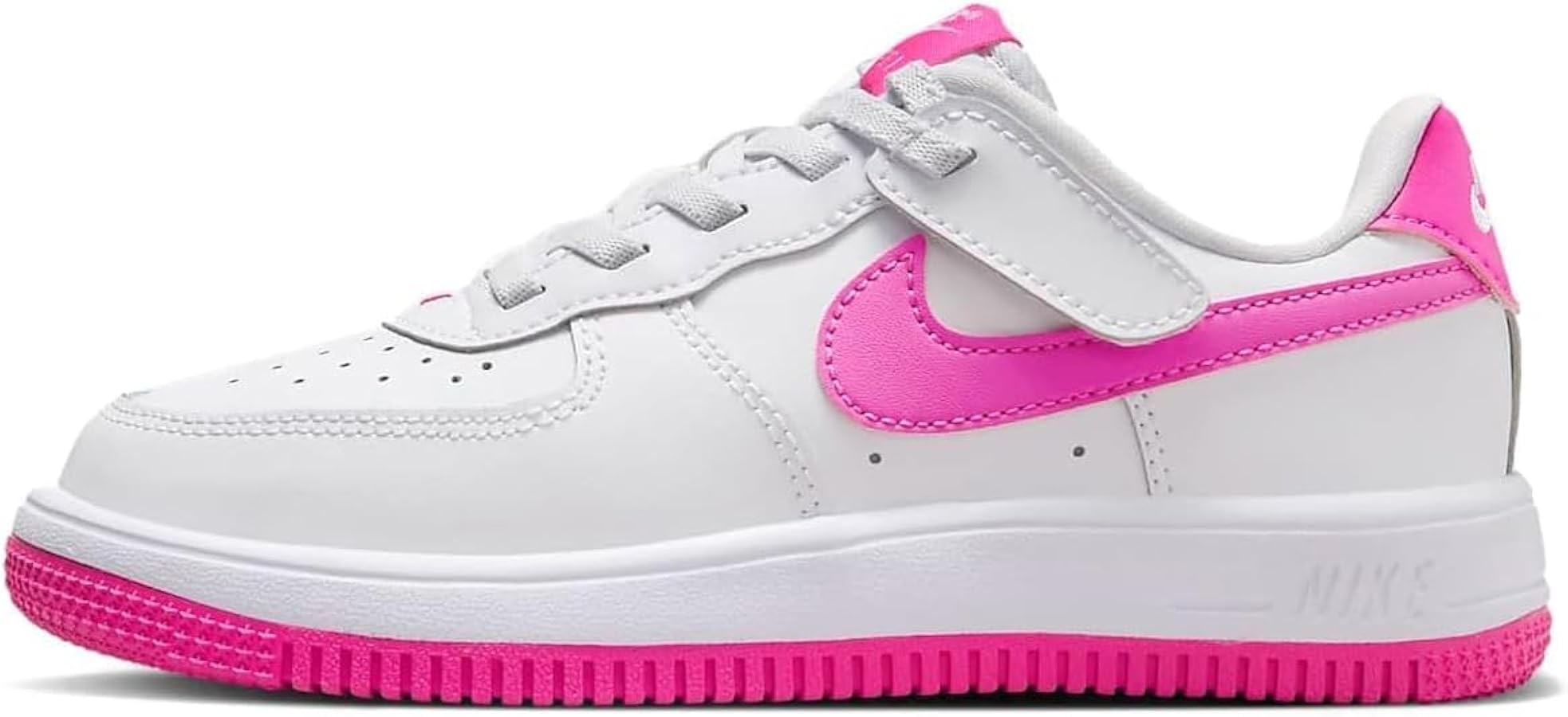 Nike Force 1 Low EasyOn Little Kids' Shoes (FN0237-102, White/Laser Fuchsia) Size 13.5