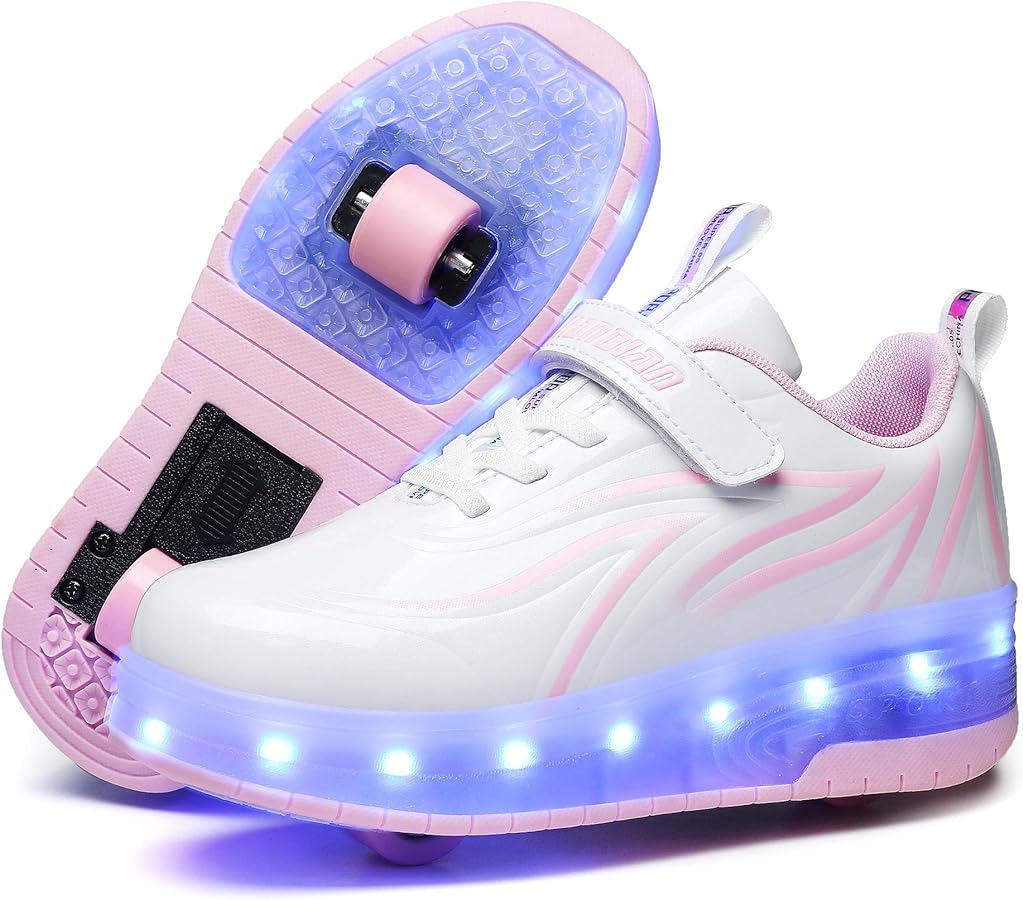 HHSTS Kids Shoes - New Upgraded with Wheels LED Light Color Shoes Shiny Roller Skates Skate Shoes Simple Kids Gifts Boys Girls The Best Gift for Party Birthday Christmas Day