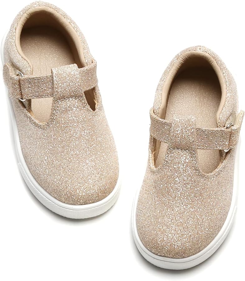 GINFIVE Toddler Girls Sneakers Little Girls Slip On Shoes Glitter Sneakers Todder