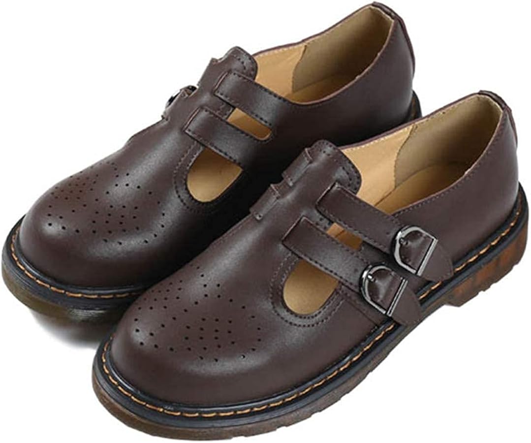 Vintage T-Strap Oxford Mary Jane Flats School Uniform Dress Shoes