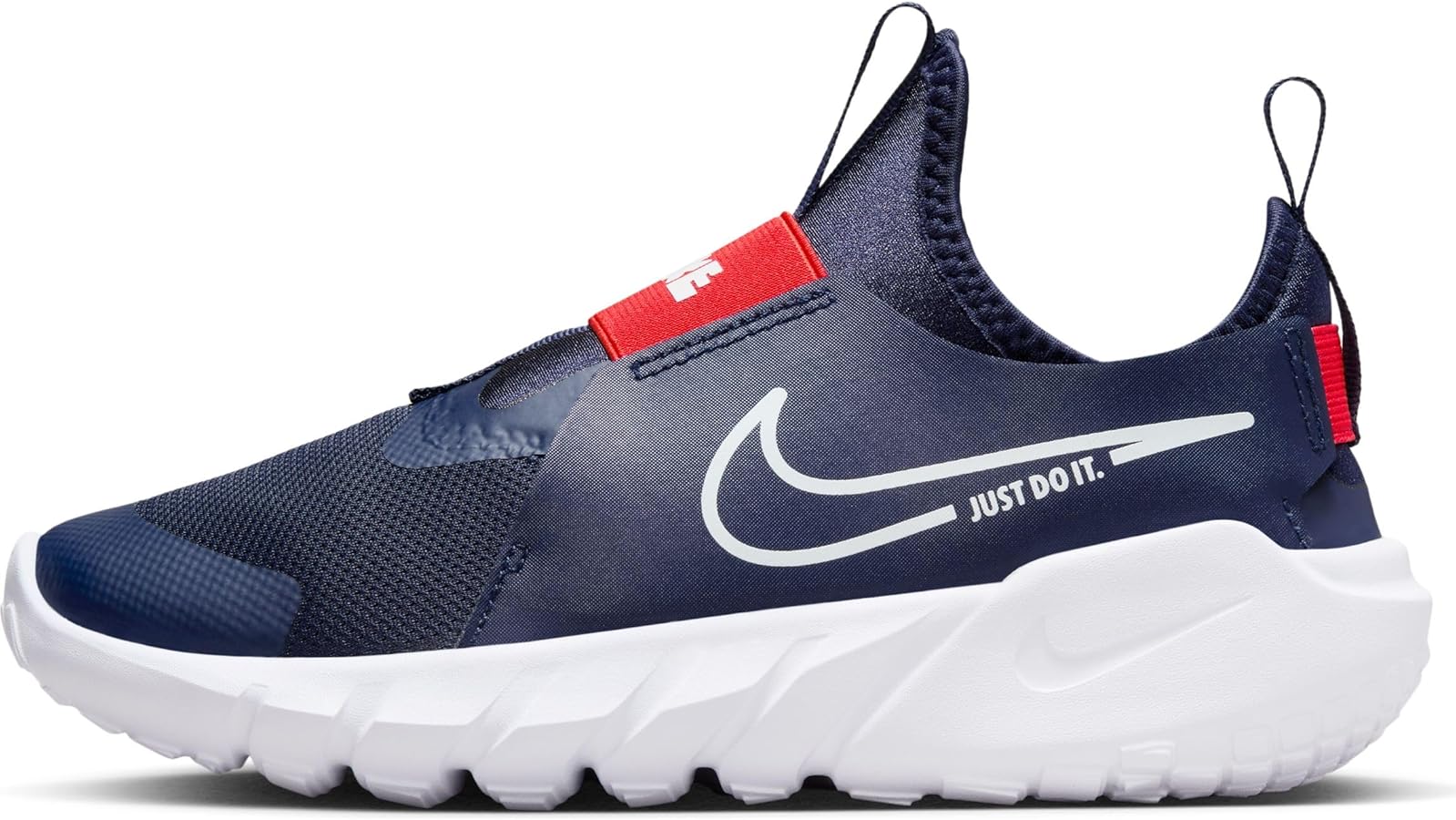 Nike Flex Runner 2 Big Kids' Road Running Shoes (DJ6038-403, Midnight Navy/Picante Red/White) Size 4