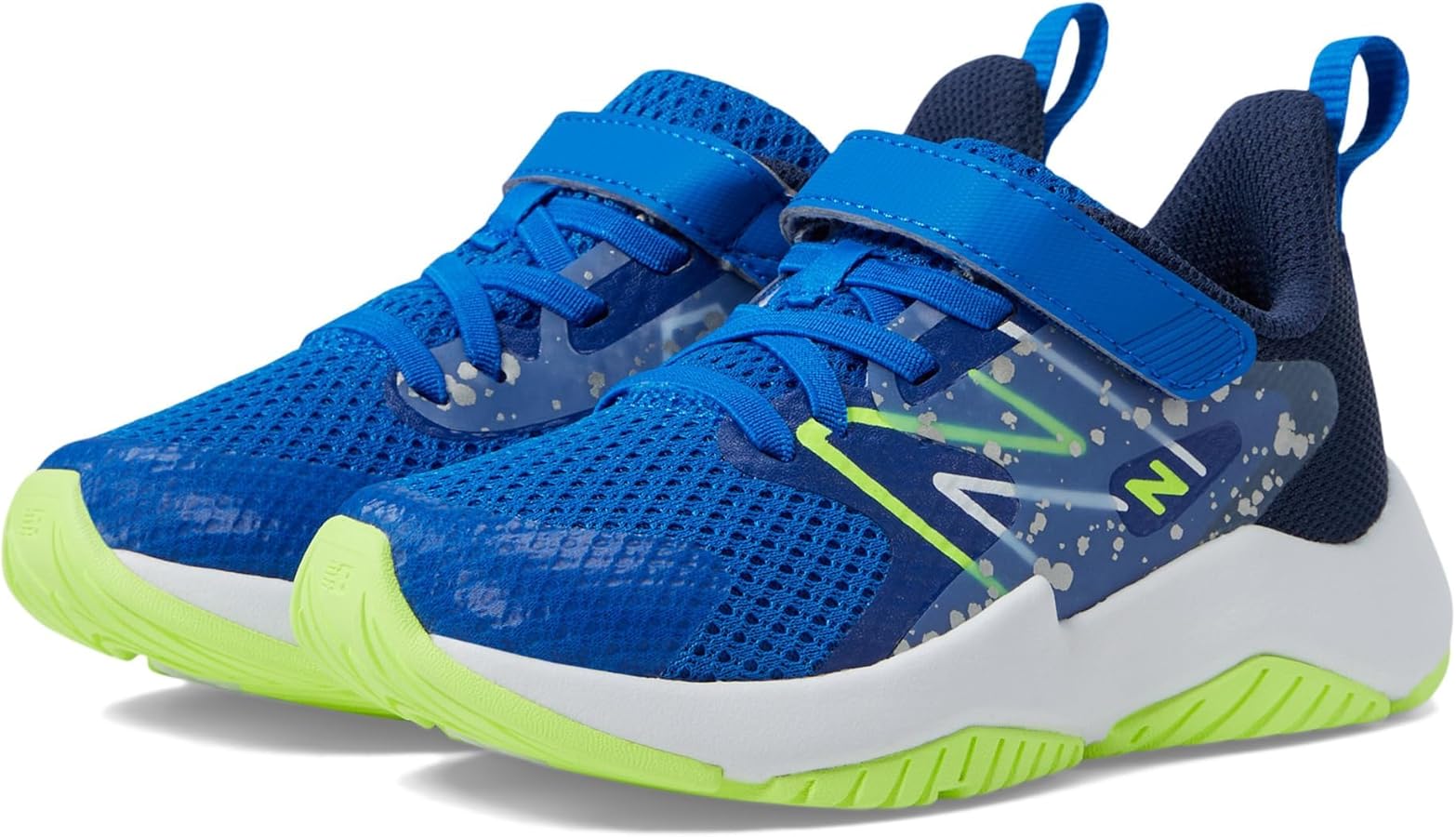 New Balance Rave Run V2 Bungee Lace with Top Strap Shoe, Team Royal/Blue Oasis/Bleached Lime Glo, 3 US Unisex Little Kid