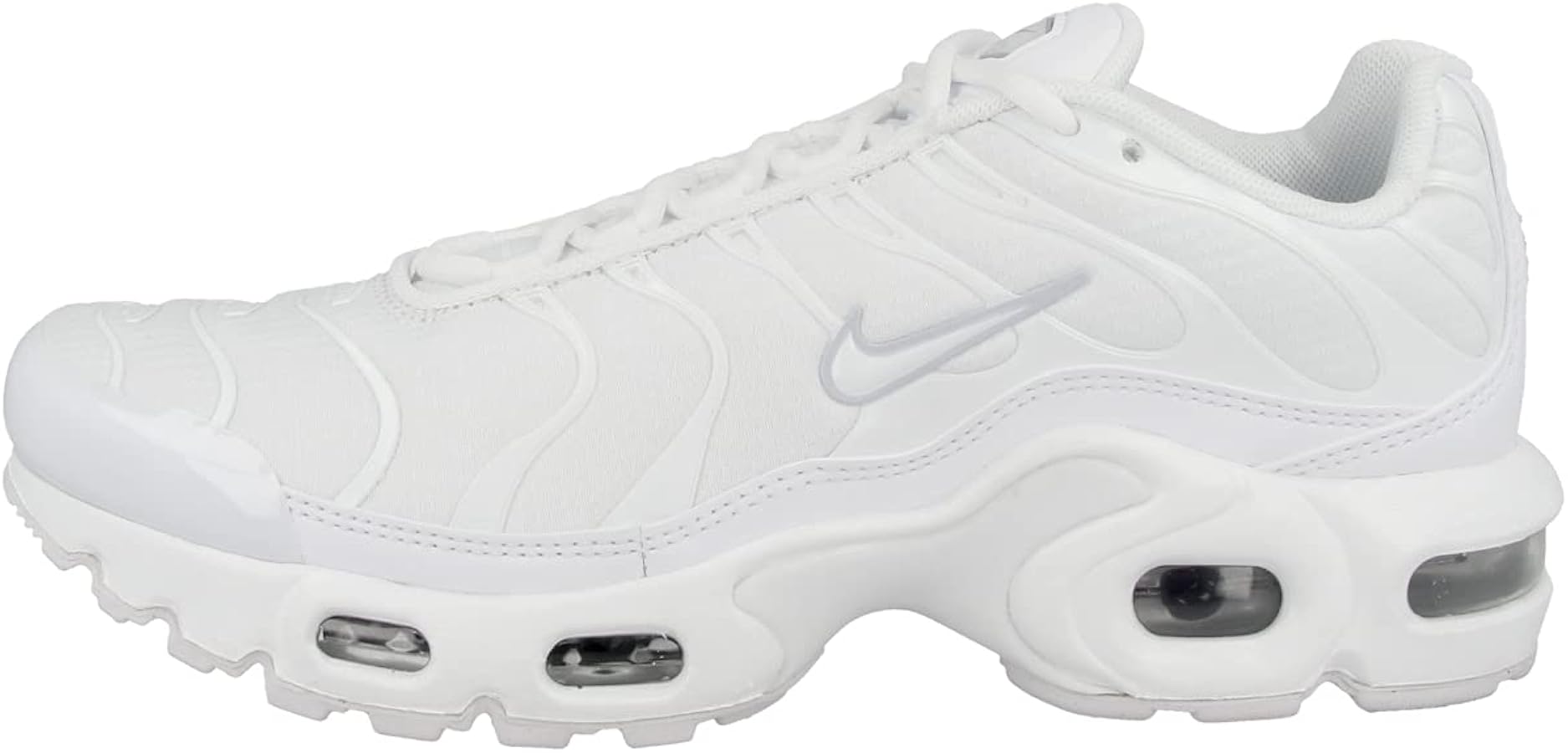 Nike girls Air Max Plus GS Running Trainers Cd0609 Shoes, White/White/Metallic Silver, 5.5 Big Kid