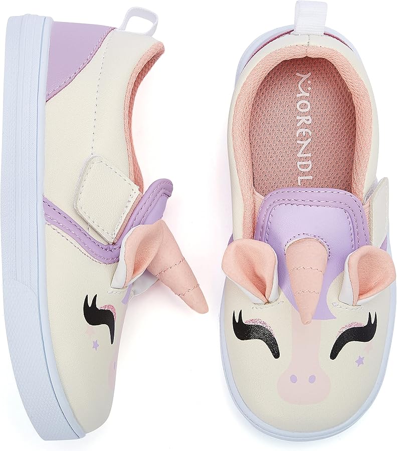 MORENDL Toddler Slip On Shoes Girls & Boys Casual Canvas Sneakers Kids Cute Animal Walking Tennis Shoes Loafers for Little Kids