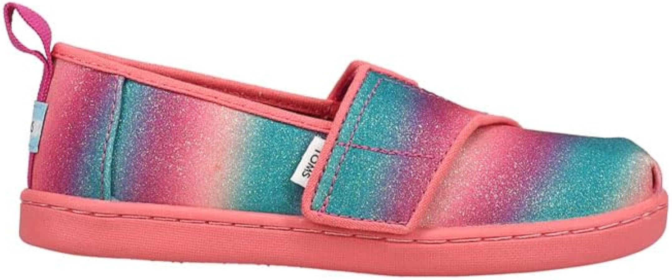 TOMS Kids Girls Alpargata Glitter Slip On Flats Casual - Pink