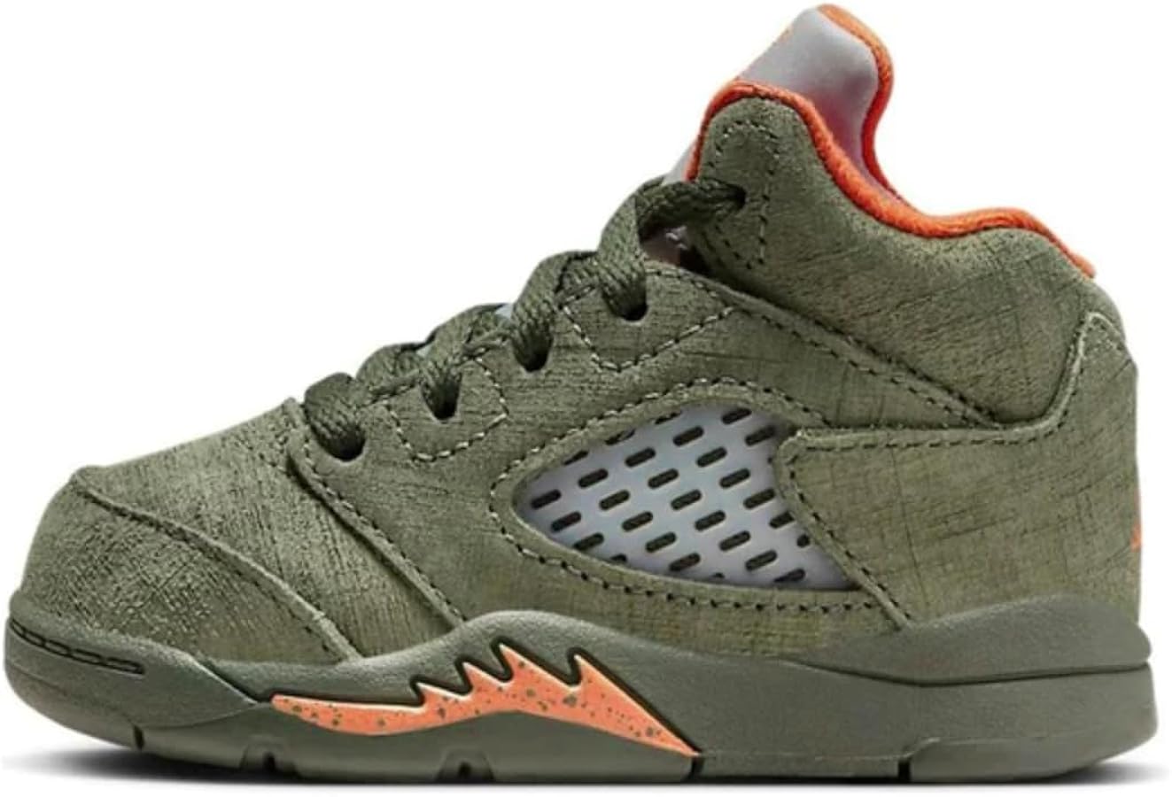 NIKE Toddler Air Jordan 5 Retro 'Olive' Army Olive/Solar Orange (440890 308) TD - Size 10c