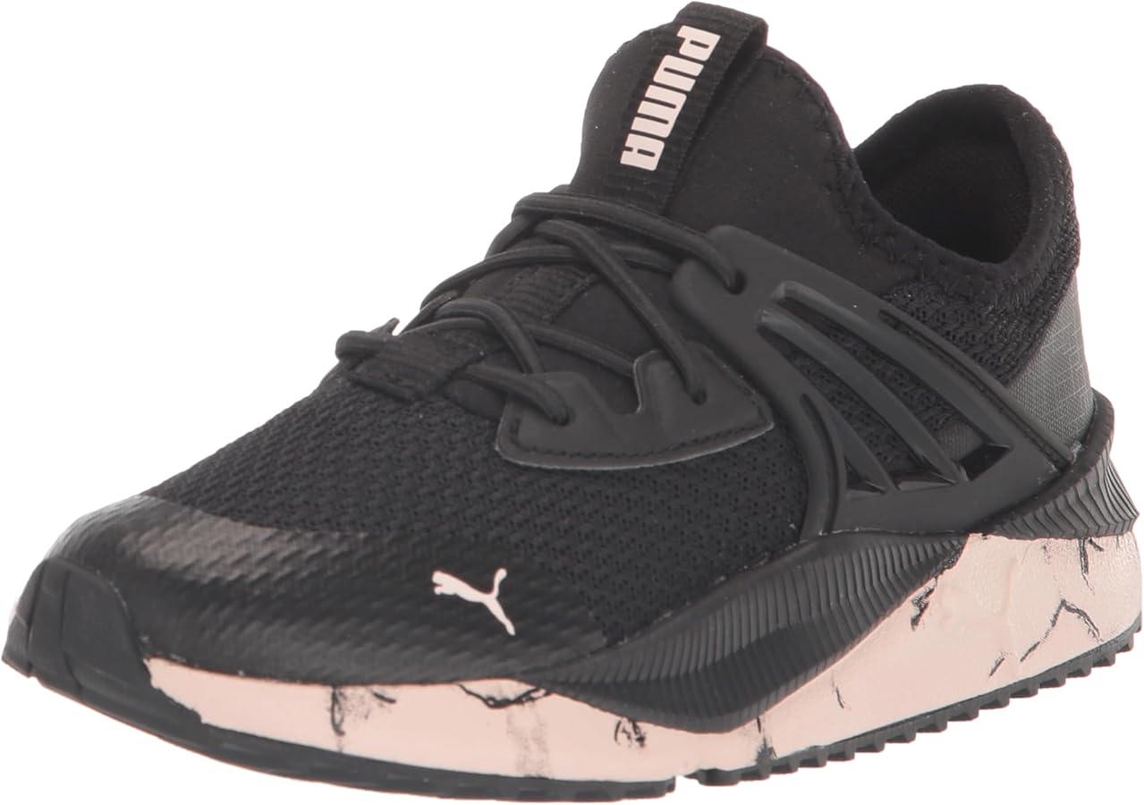 PUMA Pacer Future Hook and Loop Sneaker, Marble Black-Chalk Pink, 2 US Unisex Little Kid