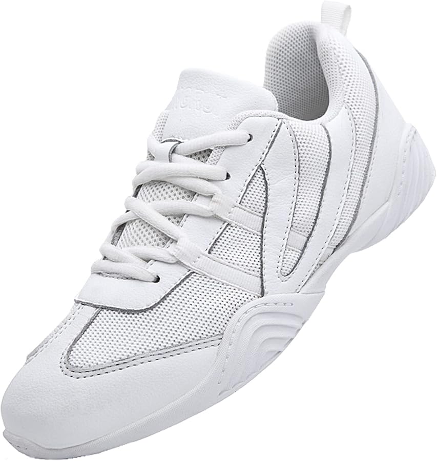 Boys Girls White Cheer Shoes Cheerleading Competition Athletic Walking Tennis Sport Hook&Loop Dance Sneakers Shoe