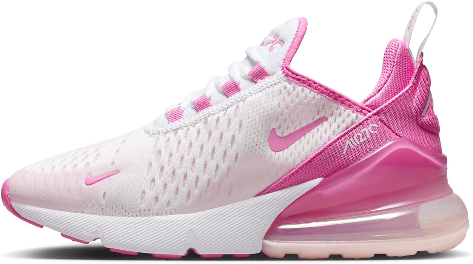 Nike Air Max 270 Big Kids' Shoes (FZ4116-100, White/Playful Pink-Pink Foam) Size 6.5