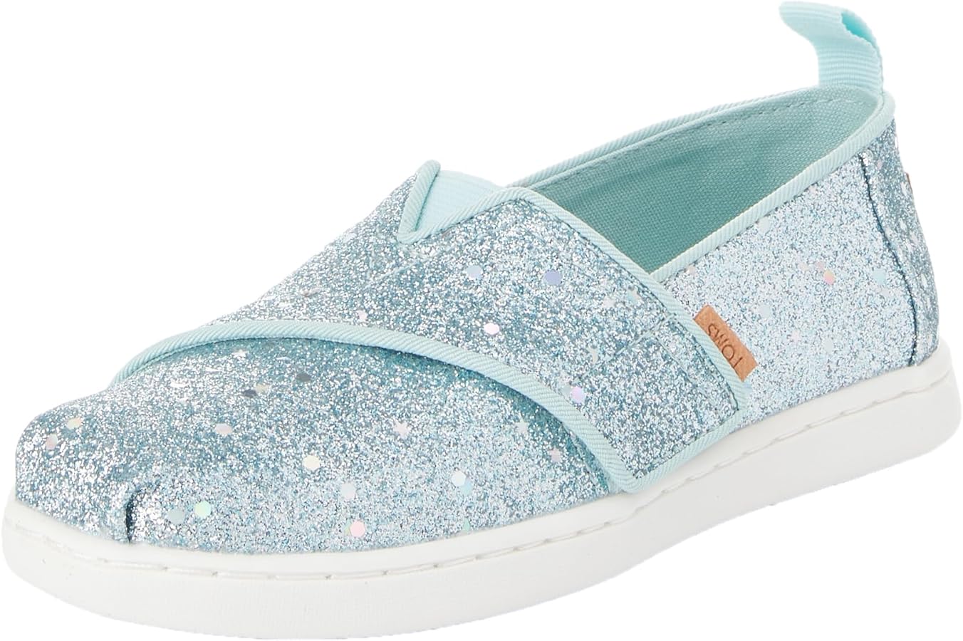 TOMS Girl's Espadrille Loafer Flat, Light Mint Cosmic Glitter, 7 us Little Kid