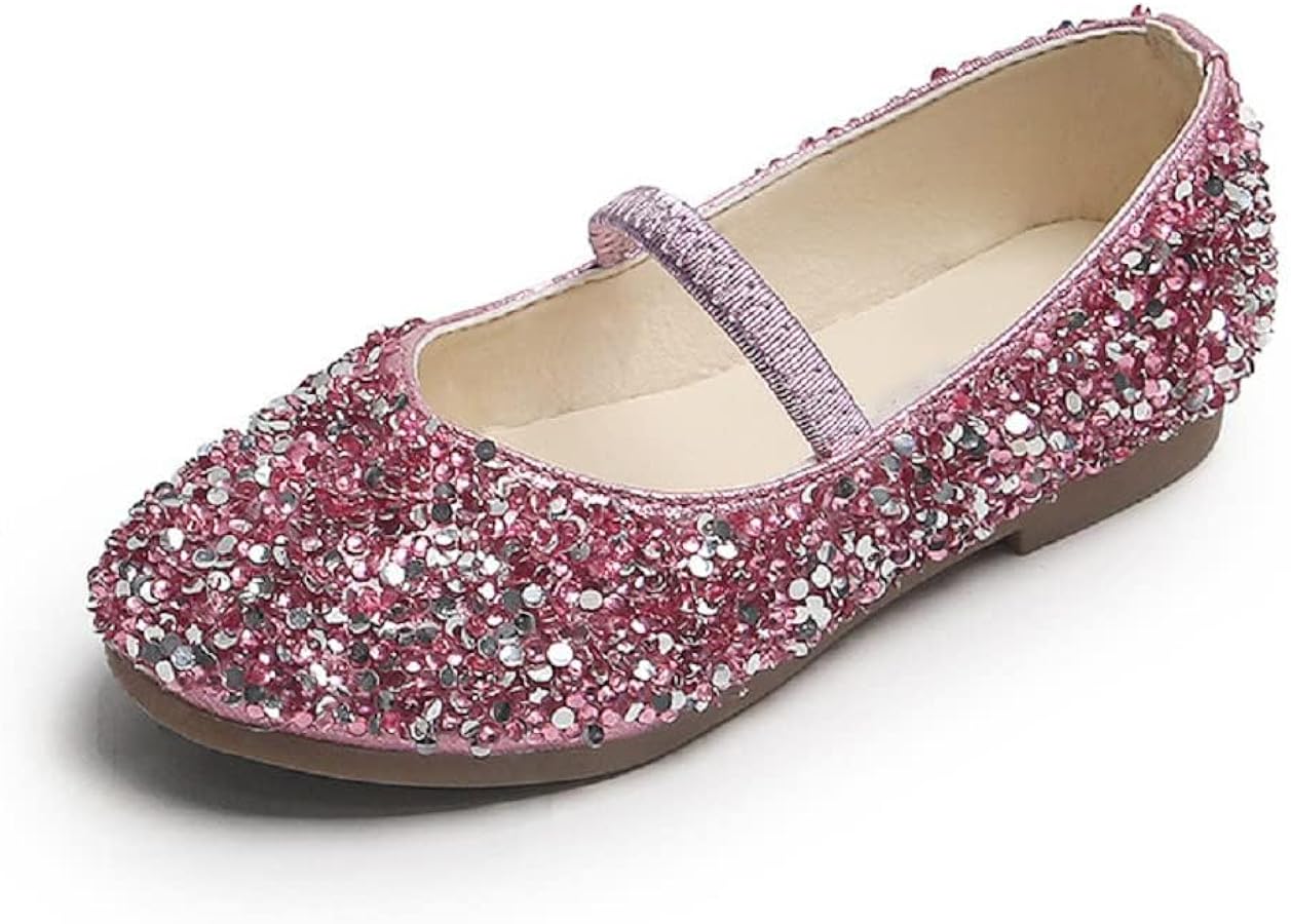 YIBLBOX Girls Dress Shoes Mary Jane Flats Princess Dresses for Girls Ballet Flats Glitter Shoes Flower Girls Shoes