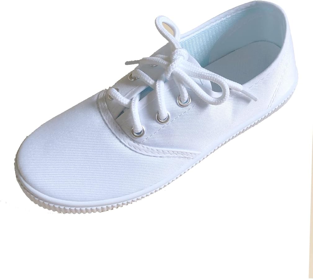 Kids Lace up Sneakers Athletic Running Tennis Sport Shoe Canvas Shoes White