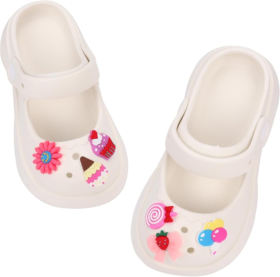 Boys Girls Clogs Garden Shoes Slip on Water Shoes, Cute Mary Jane Slides with DIY Charms Beach Slippers Sandals for Toddler/Little Kids/Big Kids